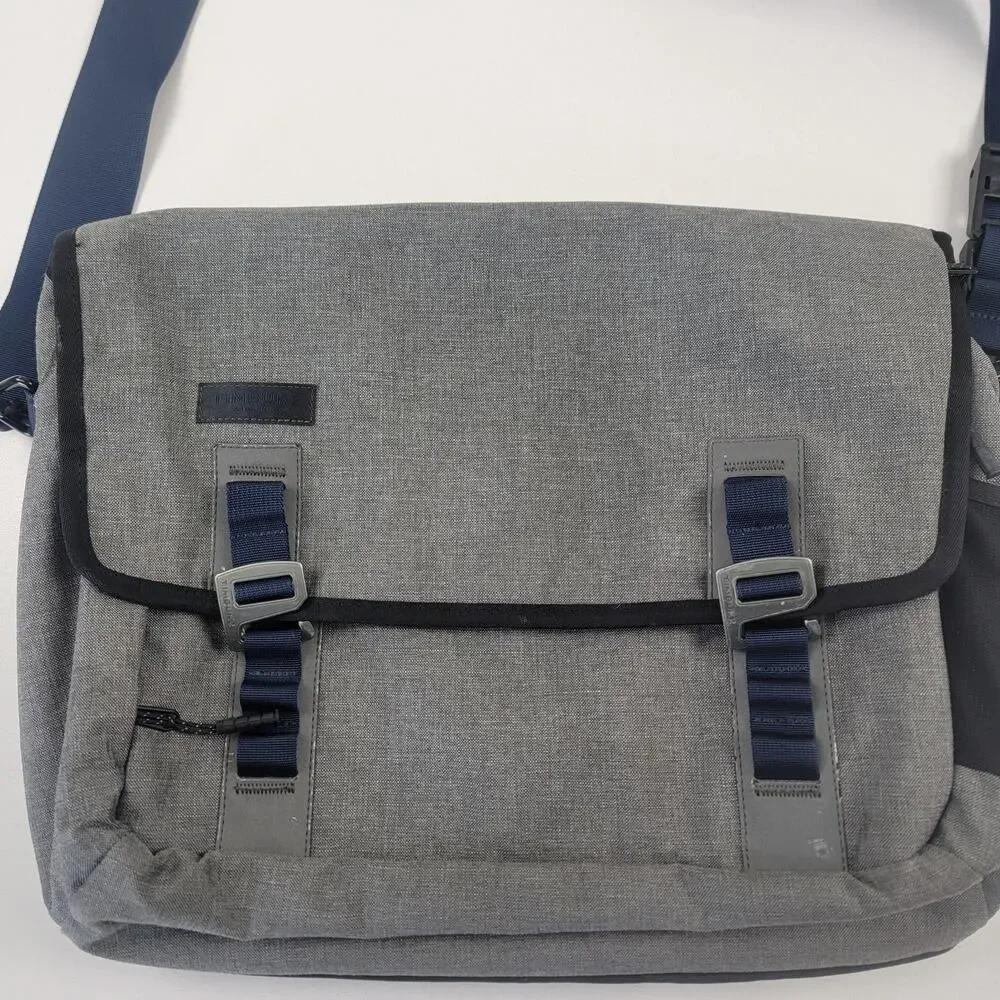Timbuk2‎ Command Messenger Bag Laptop Gray Blue Multi-Pockets Shoulder Strap